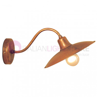 The TEO wall Sconce Rustic Antique Brass Plate d.26 Country-Style FEBOLIGHT