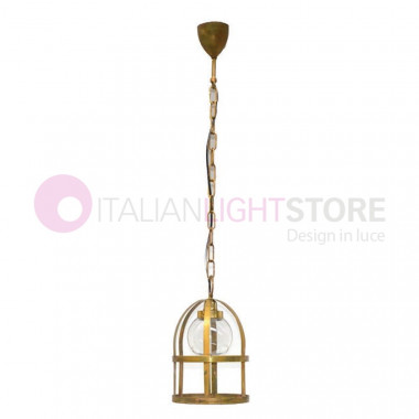 TITTY OUT Chandelier Suspension Cage d.33 Lamp Rustic Outdoor Antique Brass FEBOLIGHT