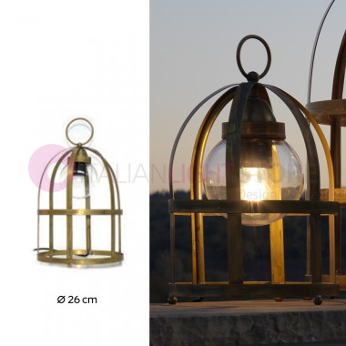 TITTY OUT floor Lamp-Cage-d.26 Lamp Rustic Outdoor Antique Brass FEBOLIGHT