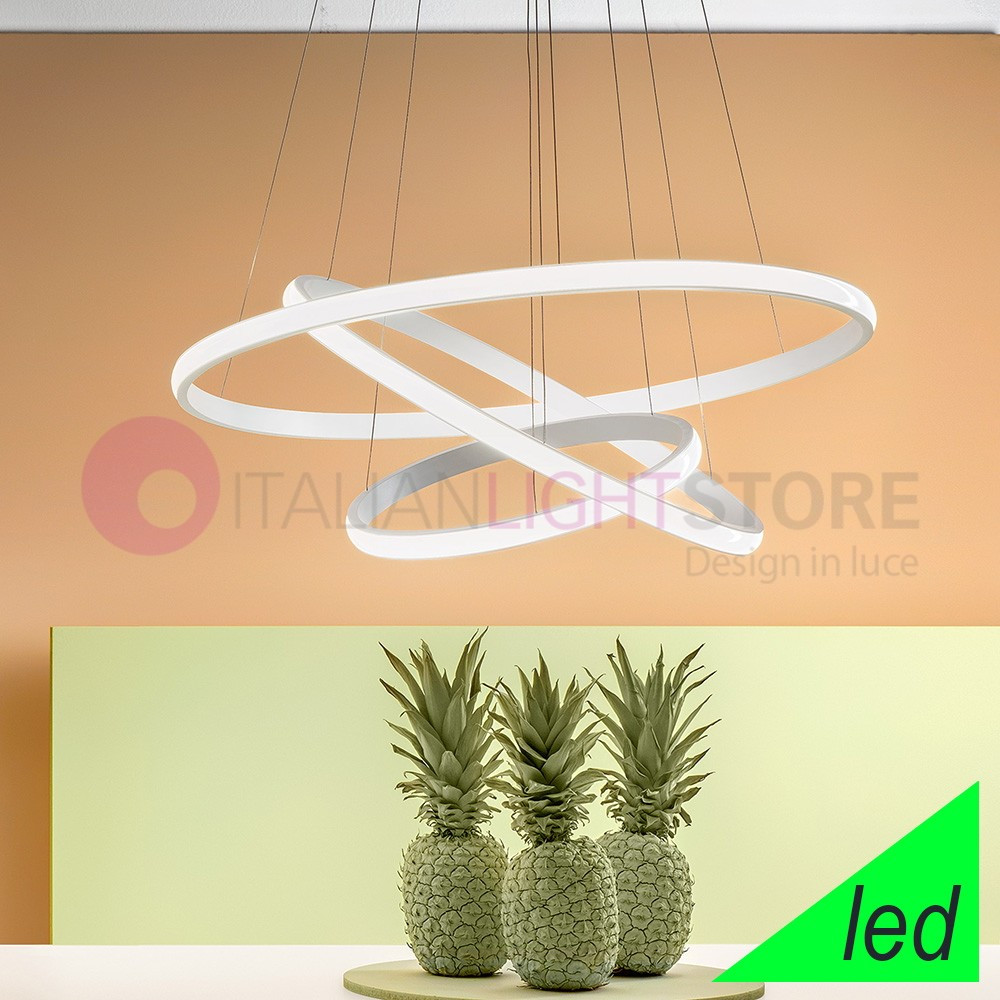 IOLE GEALUCE IOLE-S3 Sospensione Moderna a 3 Cerchi Luminosi d.80 a Led Integrato