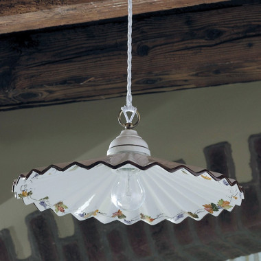 LINA Chandelier Ceramic Wavy Hand-Decorated D. 40 Cm. kitchen lighting rustic country