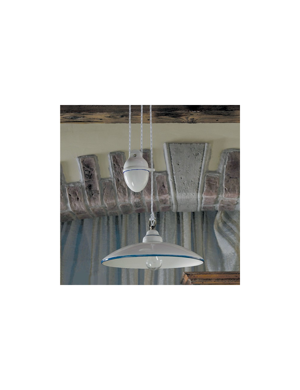 CARLA Chandelier ups and Downs in the Rustic Decorated Ceramic d.37 Cm