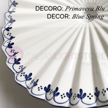LINA Lampadario in Ceramica Ondulata Decorata a Mano D.40 Cm. illuminazione cucina rustica country