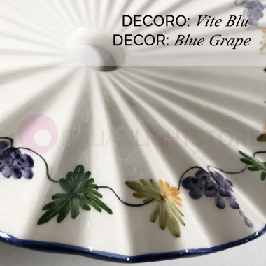 LINA Corrugated Ceramic Chandelier Decoración a mano D.40 Cm. iluminación de cocina rústica del país