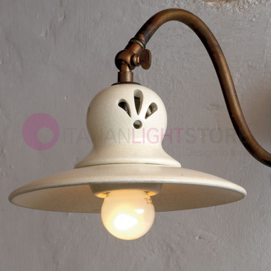 ROCCANUOVA IMAS 35903/A20 Rustic Wall Lamp with Brass and Ceramic ups and downs