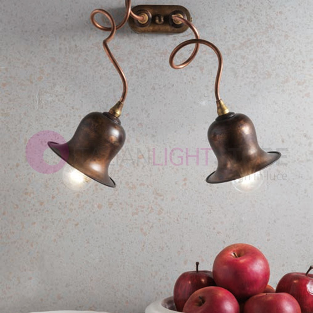 ASSISI IMAS 50005/2A74 Lampada da Parete Applique Rustico 2 Luci Ottone Anticato