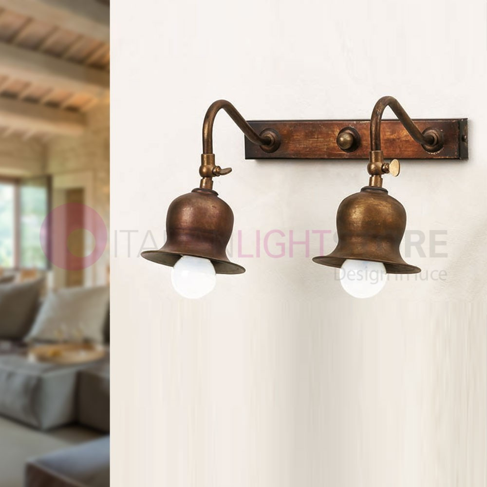 ASSISI IMAS 35874/2A Lampada da Parete Applique Rustico 2 Luci Ottone Anticato