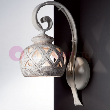 SAMBUCA IMAS 50033/A17 Rustic Wall Lamp in Wrought Iron and Ceramics
