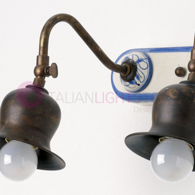 CASOLA IMAS 35939/A2 Wall lamp Applique 2 Rustic Lights Brass and Ceramic