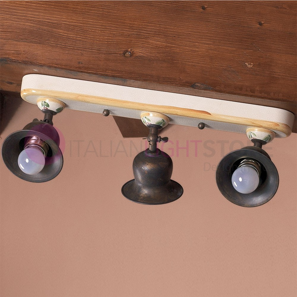 CASOLA IMAS 35939/3PL Ceiling ceiling ceiling lamp 3 Rustic Lights Brass and Ceramic CASOLA IMAS 35939/3PL Ceiling ceiling ceiling lamp 3 Rustic Lights Brass and Ceramic
