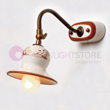 FLORENCE IMAS 35873A Wall Lamp Applique Rustic Brass and Decorated Ceramic
