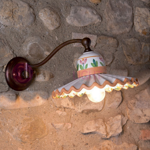 PISA IMAS 35851/A22 Lampada da Parete Applique Rustica Ottone e Ceramica decorata