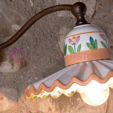 PISA IMAS 35851/A22 Lampada da Parete Applique Rustica Ottone e Ceramica decorata