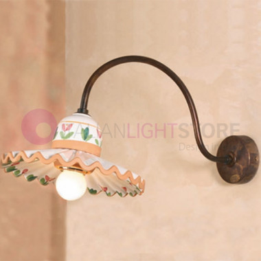 PISA IMAS 35986/A20 Lampada da Parete Applique Rustica Ottone e Ceramica decorata