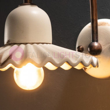 PISA IMAS 00253/A20 Wall Lamp Applique Rustic Brass and Decorated Ceramics