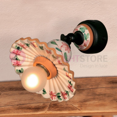 PISA IMAS 00253/14SPOT Spot Lampada da Parete Applique Rustica Ottone e Ceramica decorata