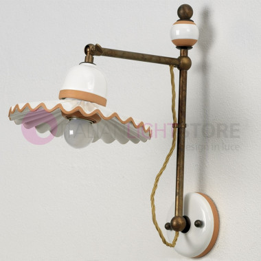 PISA IMAS 35875/A20 Lampada da Parete Applique Rustica Ottone e Ceramica decorata