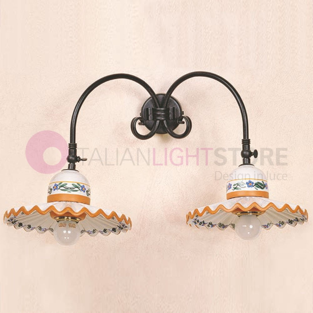 PISA IMAS 35857/2A20 Lampada da Parete Applique Rustica 2 luci in Ceramica decorata