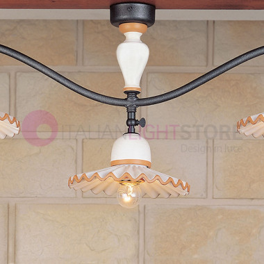 PISA IMAS 34698/3PL20 Tralcio plafond lumière 3 lumières Céramique rustique décorée
