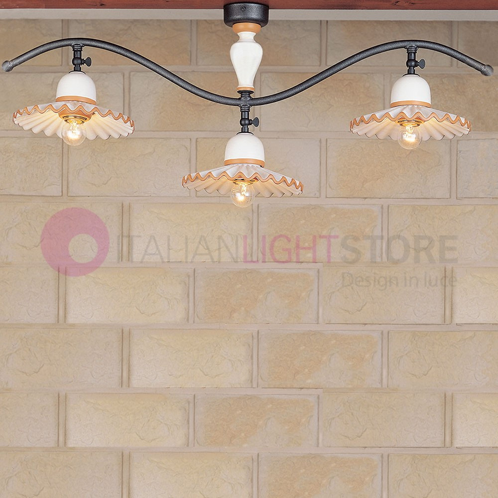 PISA IMAS 34698/3PL20 Plafoniera tralcio 3 luci Rustica in Ceramica decorata