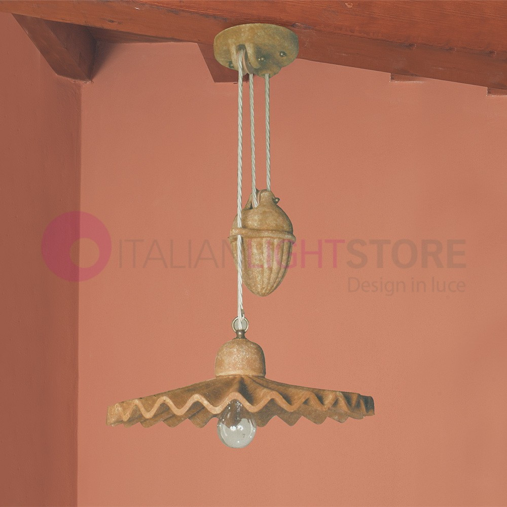 PISA IMAS 00253/SA42 Sospensione lampadario a Saliscendi d. 32 o d. 42 Rustico in Ceramica decorata