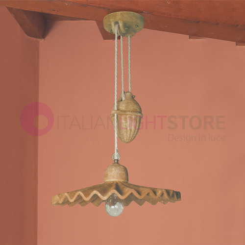 PISA IMAS 00253/SA42 Sospensione lampadario a Saliscendi d. 32 o d. 42 Rustico in Ceramica decorata