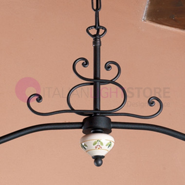 PISA IMAS 34695/2L Chandelier Barbell 2 lumières Céramique rustique décorée