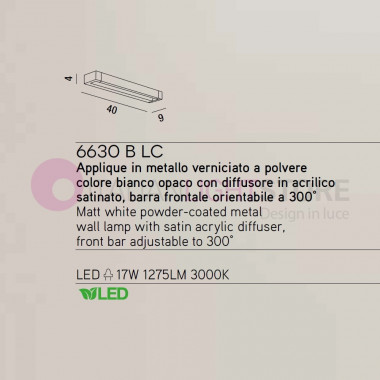 SWAY Applique LED L. 40 Luce Indiretta Direzionabile