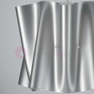 FOLIO by LINEA ZERO ILLUMINAZIONE, Chandelier Suspension Design Moderno 3 Measures Fabric Effect