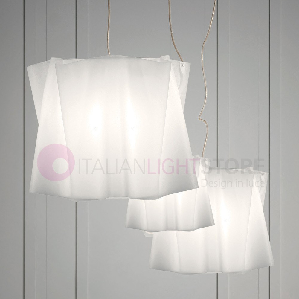 FOLIO by LINEA ZERO ILLUMINAZIONE, Lustre Suspension Design Moderno 3 Mesures Effet Tissu