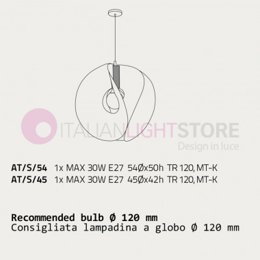 ATOM Lampada a Sospensione d.54 Design Moderno - Linea Zero