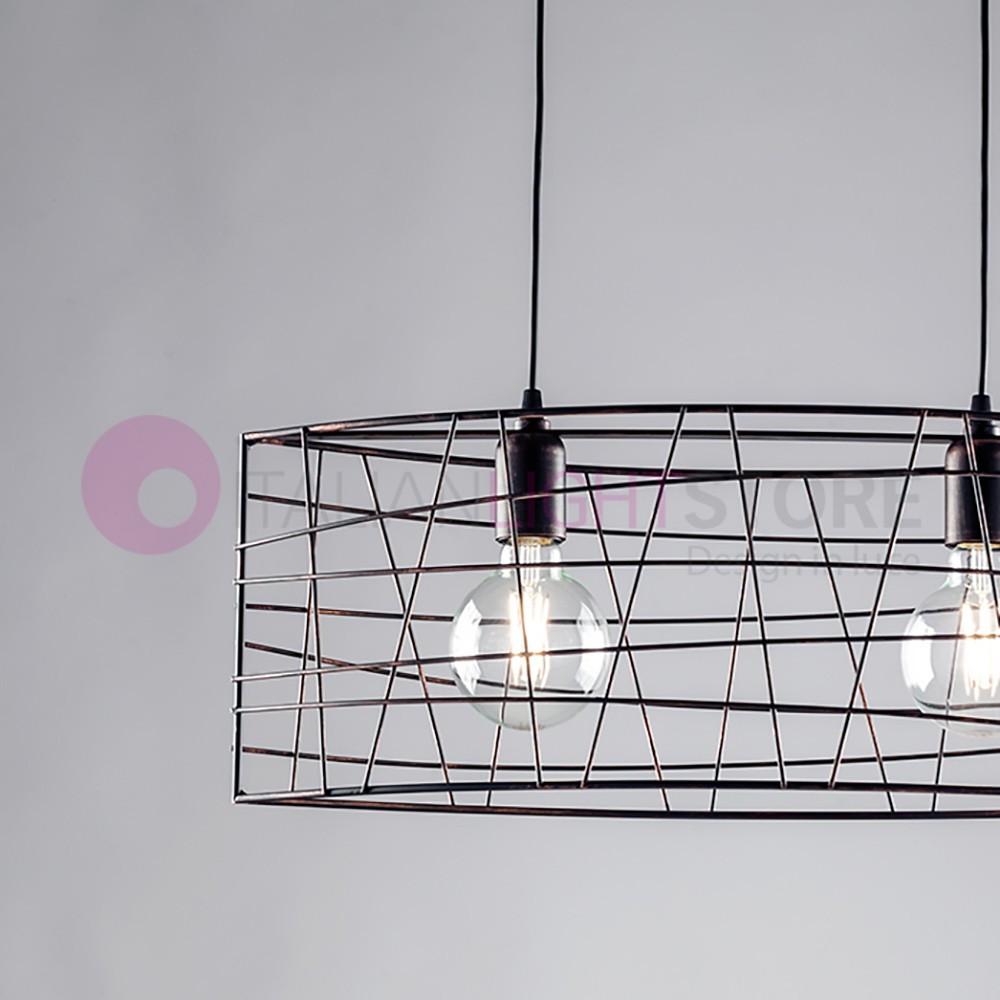 CAGE Modern Suspension 2 Lights Metal Cage Industrial Design