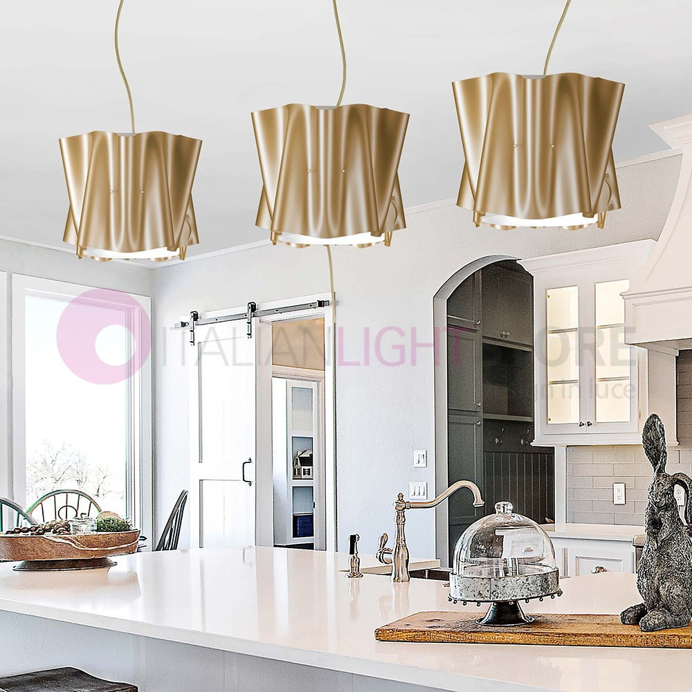 FOLIO by LINEA ZERO ILLUMINAZIONE, Modern Design Pendant Lamp 3 sizes fabric effect