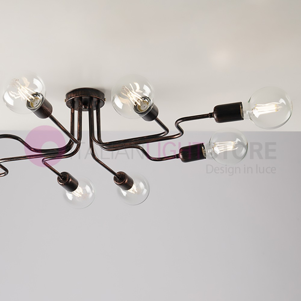 GROOVE Ceiling lamp 8 lights modern Industrial style