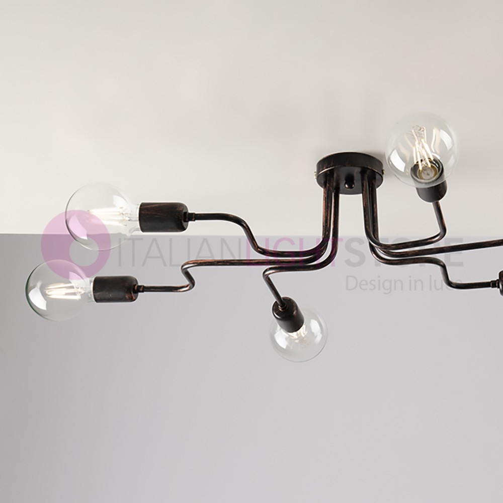 GROOVE Ceiling lamp 6 lights modern industrial style