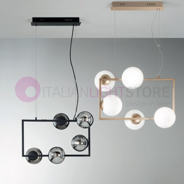MONILE ONDALUCE CICIRIELLO Modern 5-light Suspension Lamp with blown glass spheres