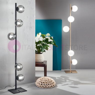 MONILE ONDALUCE CICIRIELLO Modern Floor Lamp H. 165 with 5 lights with blown glass spheres