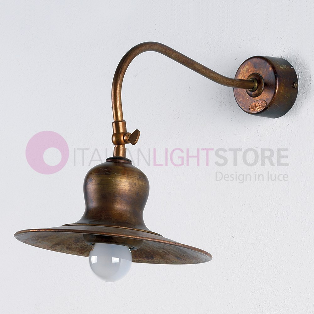 Applique lampada parete in ottone brunito con campana 