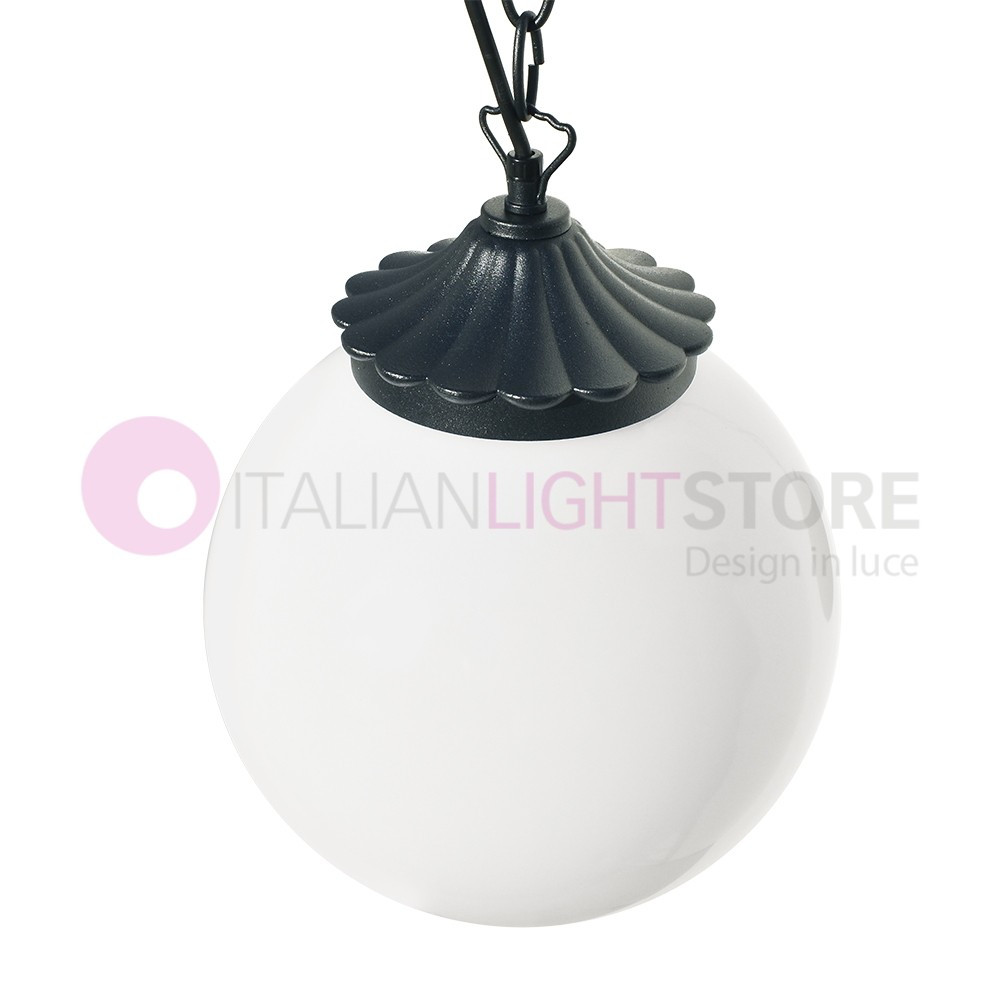 ANTARES Outdoor Pendant Lamp or Ceiling Lamp Anthracite with Globe Sphere d.25 7504 Liberti Lamp