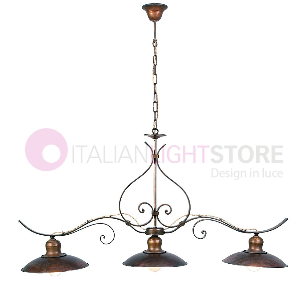 TODI IAS FIRENZE 41103/3L30 Lampario Bilanciere 3 luci Rustico Ottone Anticato