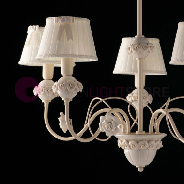 Lámpara de araña AMALFI con 5 luces Clásica de cerámica porcelánica Capodimonte