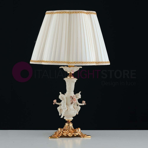 POSITANO Table Lamp h 60 Classic in brass and capodimonte ceramic