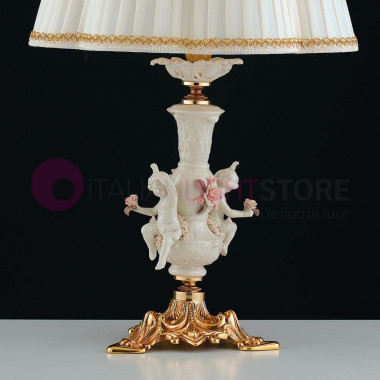 POSITANO Table Lamp h 60 Classic in brass and capodimonte ceramic