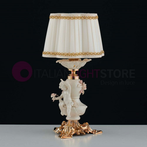 POSITANO Table Lamp h 35 Classic in brass and capodimonte ceramic