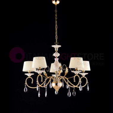 POMPEI Classic 5-light chandelier with Capodimonte ceramic