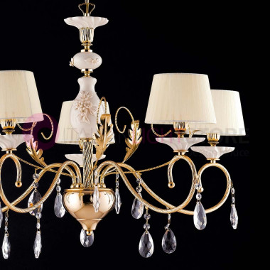 POMPEI Classic 5-light chandelier with Capodimonte ceramic