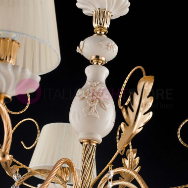 Lámpara de araña POMPEI Classic de 5 luces con cerámica Capodimonte