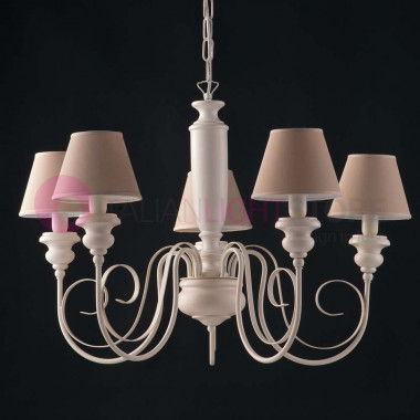 ATELIER Lámpara de araña de madera Shabby Chic contemporánea con 5 luces