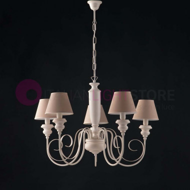 ATELIER Lámpara de araña de madera Shabby Chic contemporánea con 5 luces