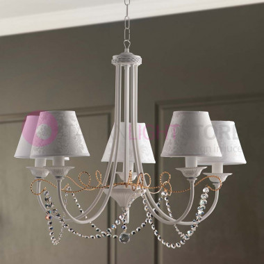 VICTORY Chandelier with 5 Lights Contemporary White Shabby Chic